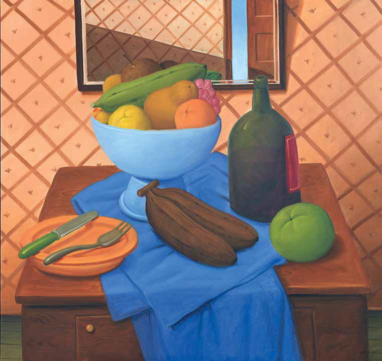 Still life with fruits and bottle_2005_Oil on canvas_136 x 144 cm_764w