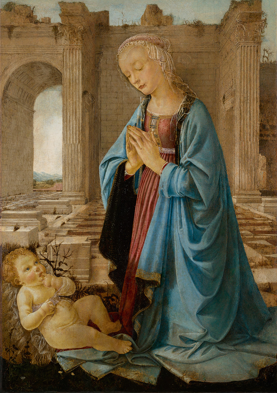 Andrea-del-Verrocchio-and-Domenico-Ghirlandaio_The-Virgin-Adoring-the-Christ-Child_950-W