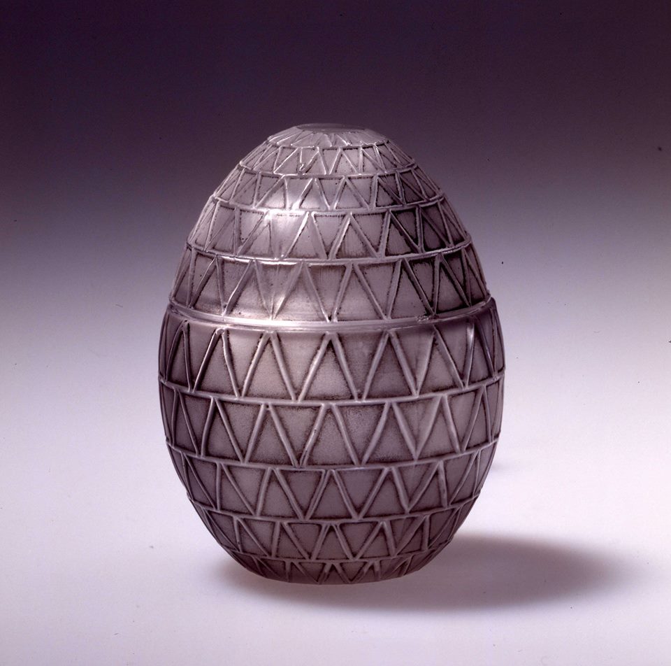 On this egg-shaped perfume bottle created for the Worth brand in 1929, the W forms the pattern of the bottle. Happy Easter