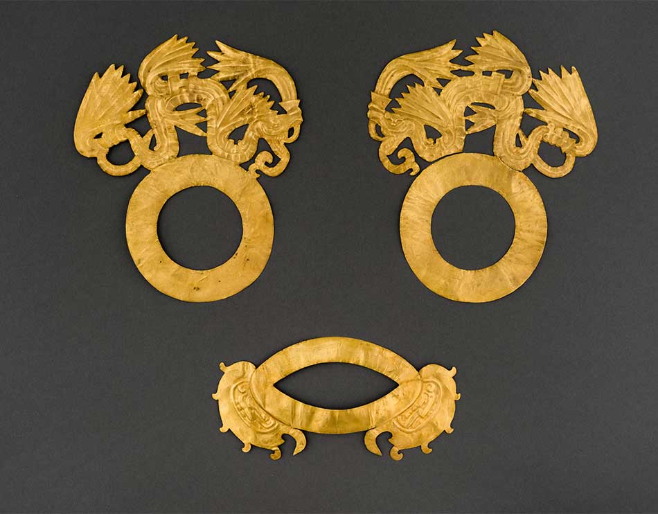 Face Ornaments of Quetzalcoatl_Gold_Maya, A.D. 800–1100_Mexico_ Yucatan_ Chichen Itz_, Sacred Cenote_Peabody Museum of Archaeology and Ethnology_ Harvard University