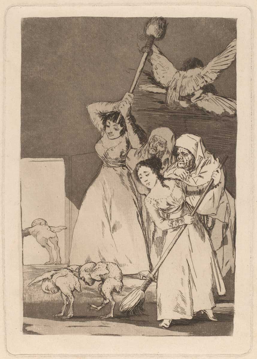 Francisco de Goya (Spanish, 1746 - 1828 ), Ya van desplumados (There They Go Plucked), 1797/1798, etching, burnished aquatint and drypoint [working proof, before letters], Rosenwald Collection 1953.6.70