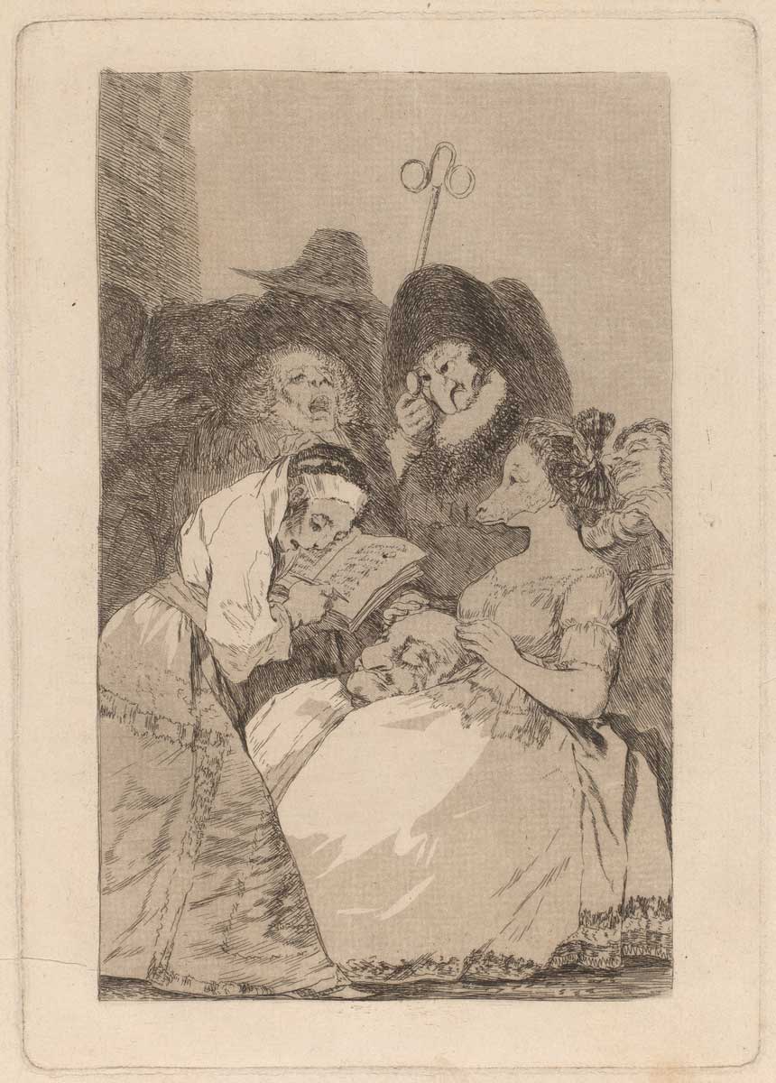 Francisco de Goya (Spanish, 1746 - 1828 ), La filiacion (The Filiation), in or before 1799, etching and aquatint [working proof], Rosenwald Collection 1953.6.72