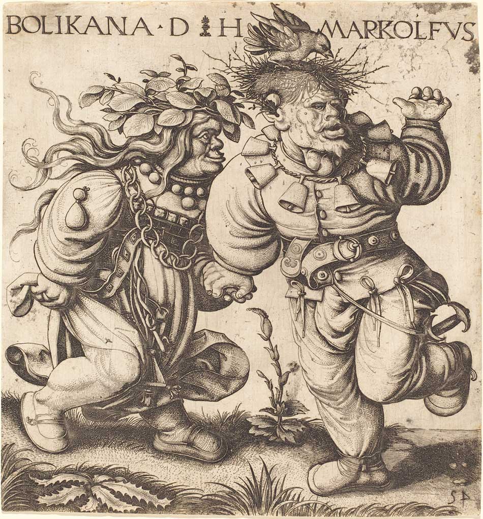 Daniel Hopfer I (German, c. 1470 - 1536 ), Bolikana and Markolfus, , etching and engraving, Ailsa Mellon Bruce Fund