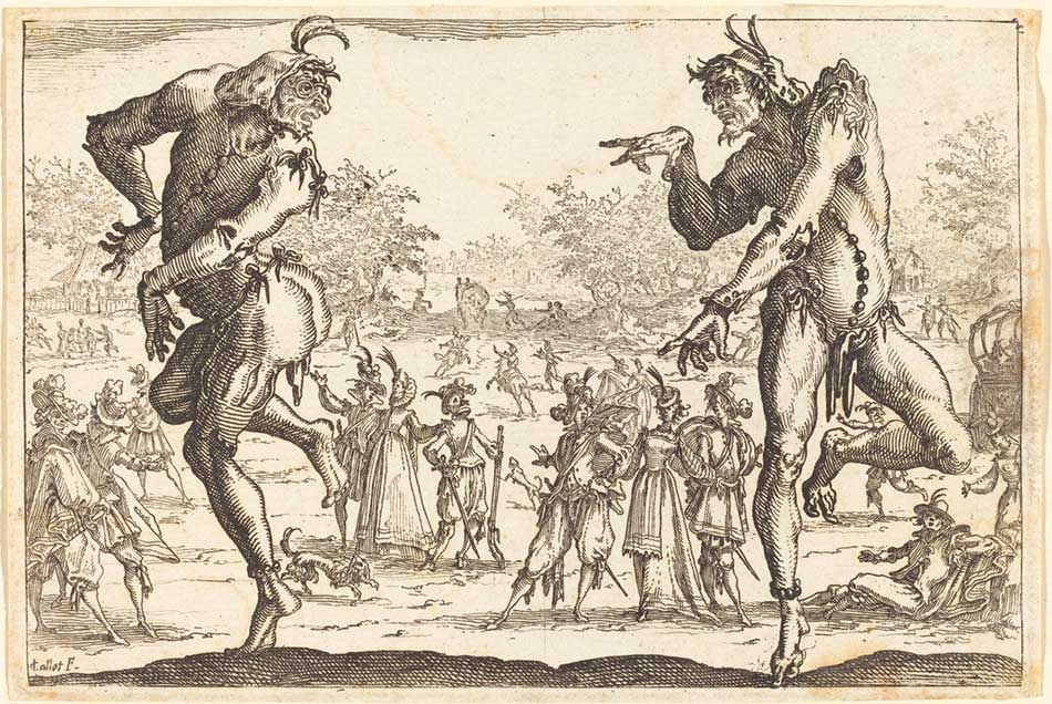 Jacques Callot (French, 1592 - 1635 ), Two Zanni, c. 1616, etching, Rosenwald Collection 1949.5.214