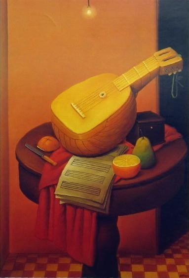 still_life_with_mandolin_by_fernando_botero_1956