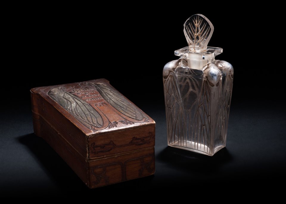 Boîte et flacon de parfum « Cigalia », René Lalique pour Roger&Gallet, 1912