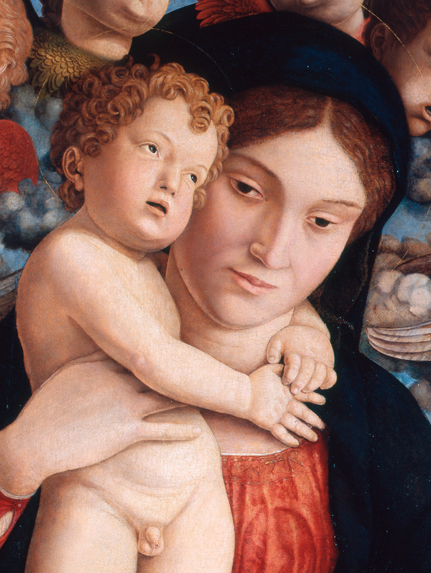 Andrea-Mantegna_detail-of_Madonna-and-Child-with-a-Choir-of-Cherubin_850-W