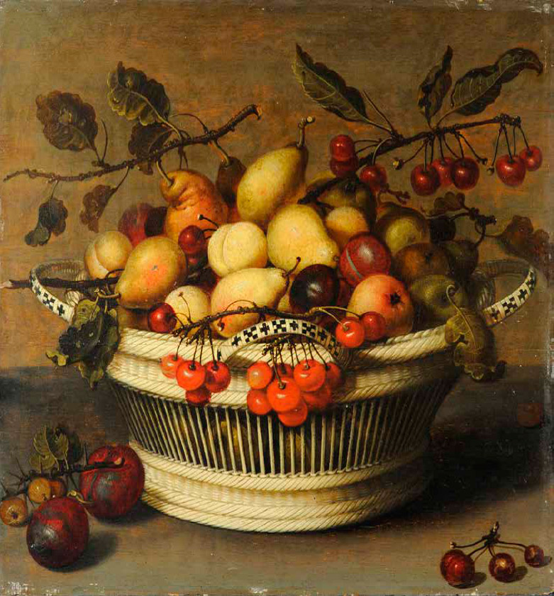 Johannes-Bouman_german_Still-Life-of-Pears,-Plums,-and-Cherries-in-a-Basket_781-W