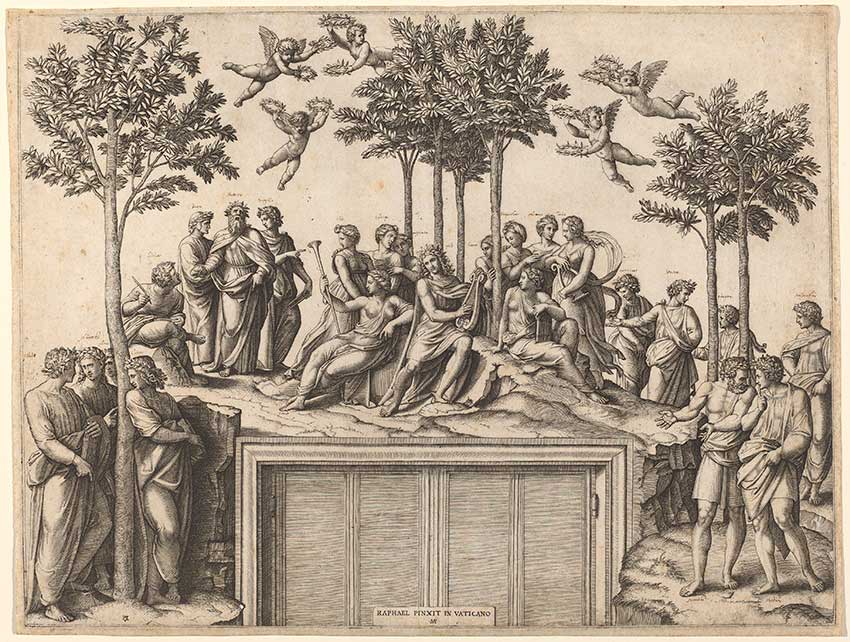 Marcantonio-Raimondi-after-Raphael_Apollo-on-Parnassus,-1515-1520_5366-019