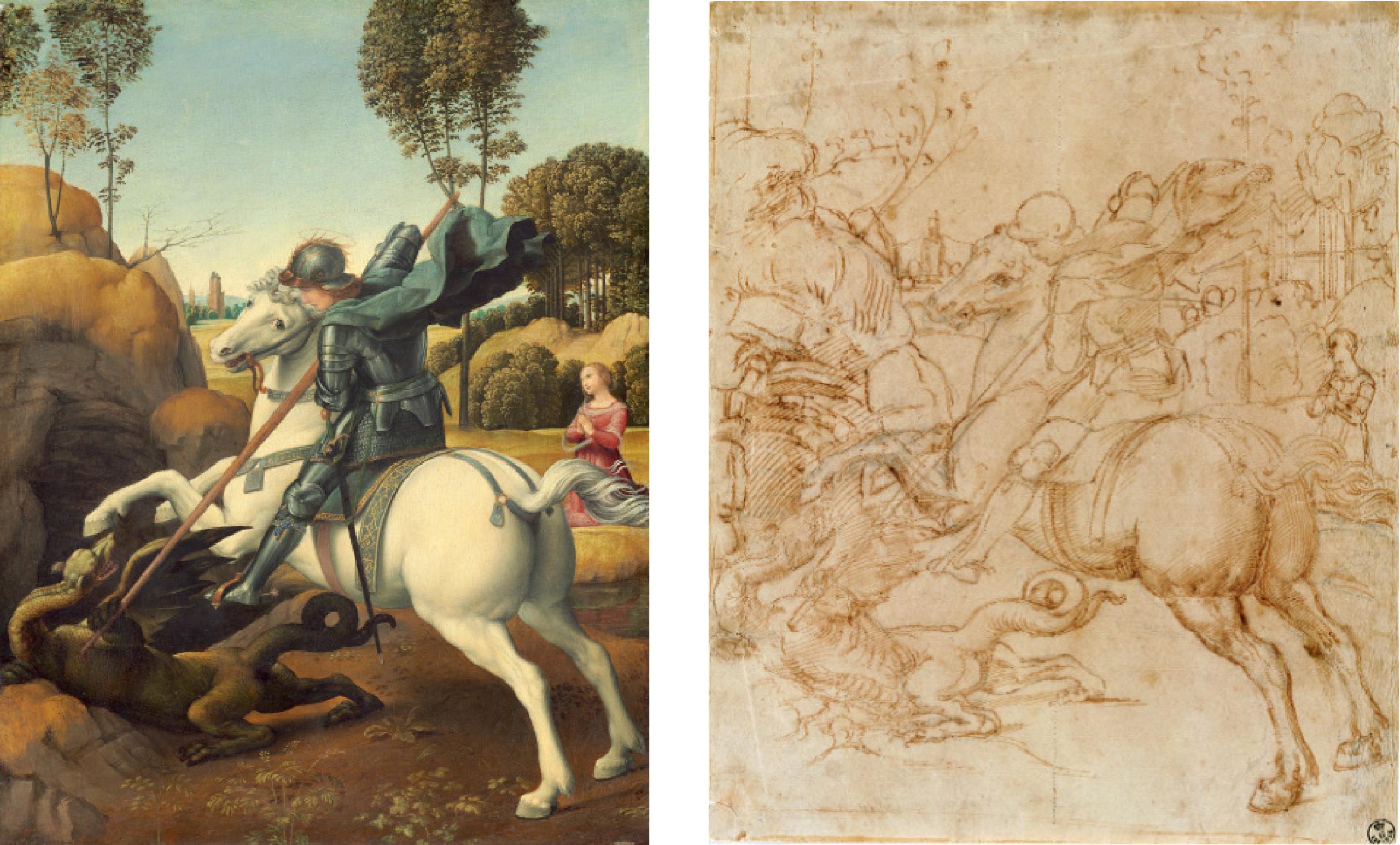 Raphael, Saint George and the Dragon , Gallerie degli Uffizi