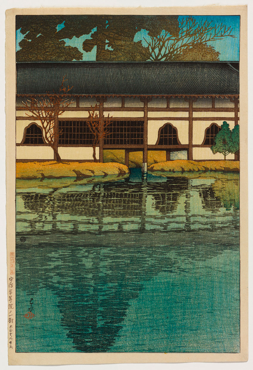 Kawase Hasui. Japanese, 1883–1957. Part of the Byodo-in Temple at Uji, 1921, color woodblock print. Clark Art Institute, Gift of the Rodbell Family Collection, 2014.16.22_850 W