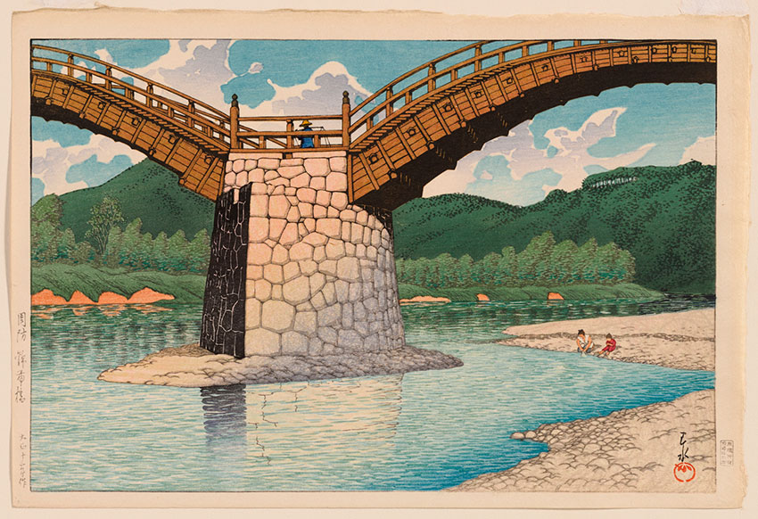 Kawase-Hasui.-Japanese,-1883–1957.-The-Kintai-Bridge-in-Suo-Province,-1924,-color-woodblock-print.-Clark-Art-Institute,-Gift-of-the-Rodbell-Family-Collection,-2014.16.25_850-W