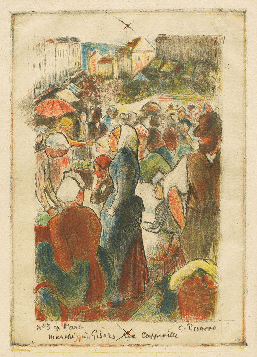 Camille-Pissarro-_-The-Gisors-Market,-Rue-Cappeville,-ca.-1894