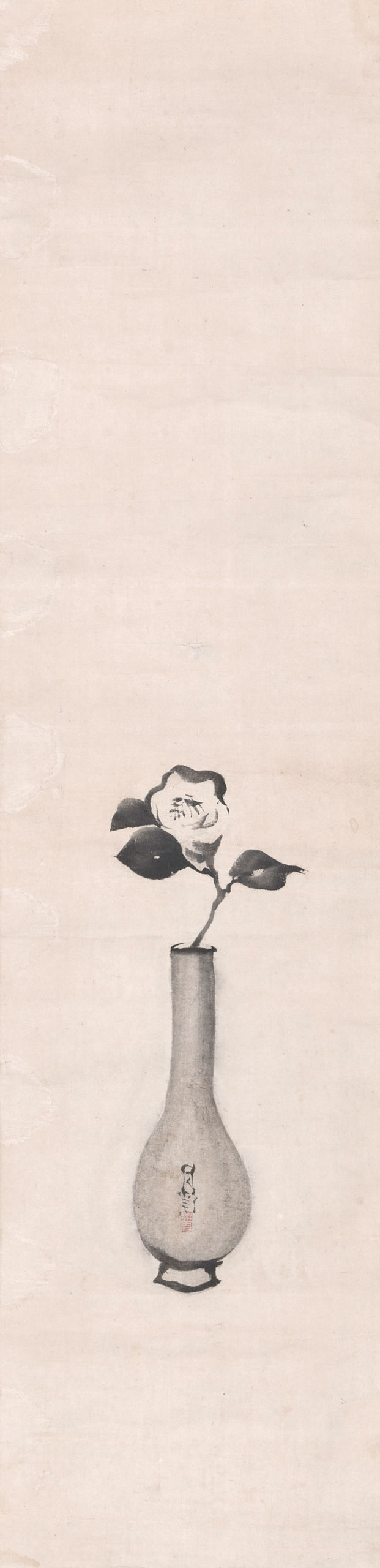 Matsumura Gekkei, better known as Goshun. Settsu, Kyoto, 1752-1811. A branch of white camellia in a vase. Painting in ink and colours on silk, 99,3 x 24,2 cm_RET