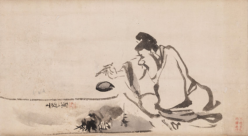 Tani Buncho. Edo, 1763-1841. A self-portrait of the artist, 1832. Painting in ink on paper, 27 x 49,2 cm_RET