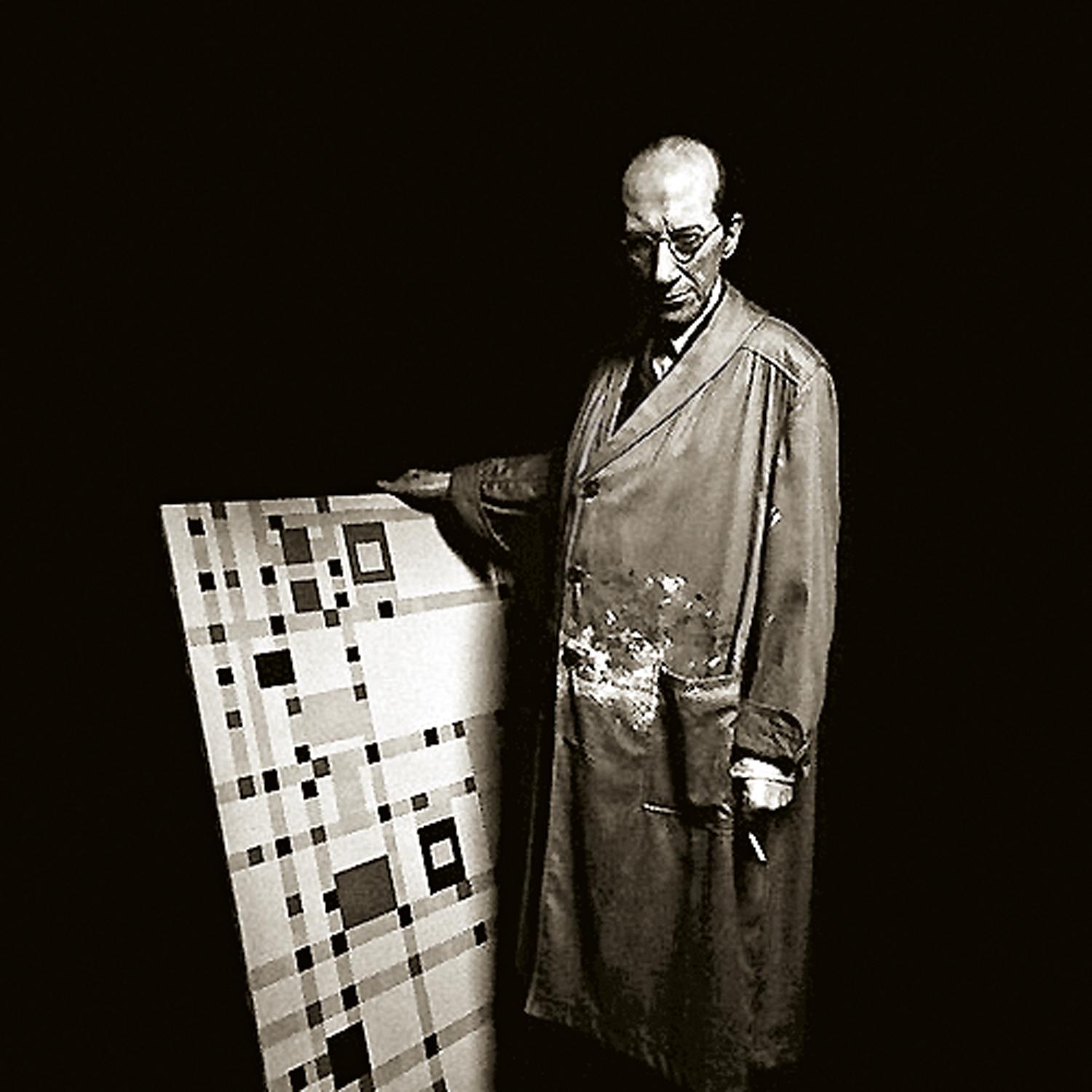 Piet Mondrian en su estudio de Nueva York, 1943