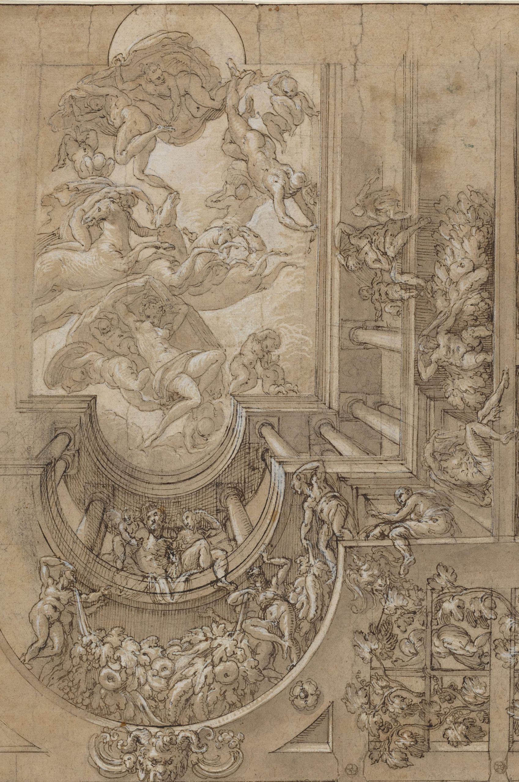 16th Century italian_Fantastic Design for an Illusionistic Ceiling with Grape Arbor_DETAIL-1 5657-009