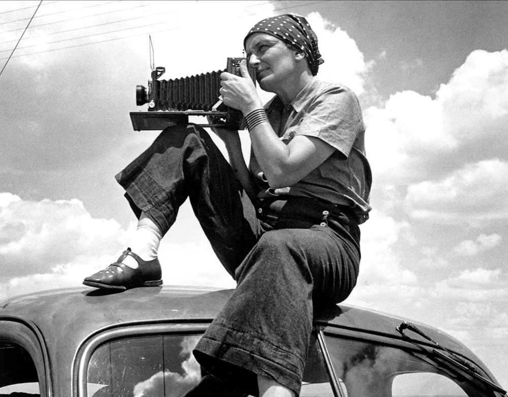 Photographer Dorothea Lange pictured in Texas, circa 1934.