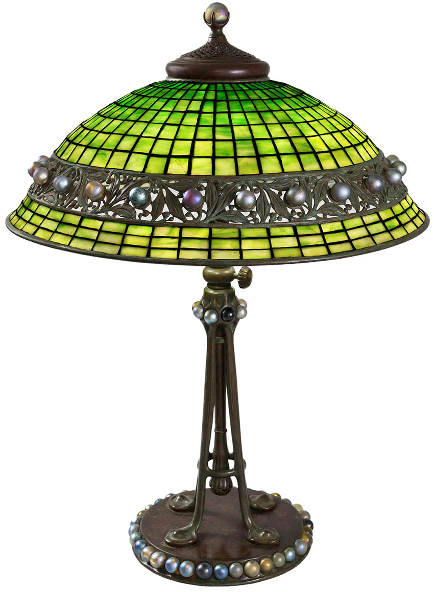Tiffany Studios New York Jeweled Geometric Table Lamp_ 850