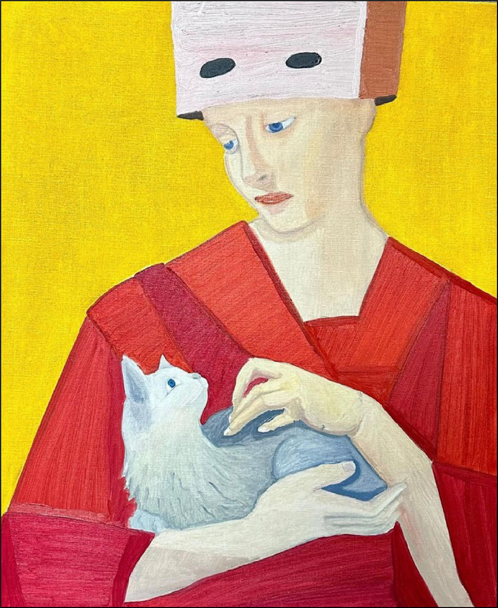 Cesc Abad, Cat People -Putting Out Fire- Oil on canvas, 65 x 54 cm_1000 px