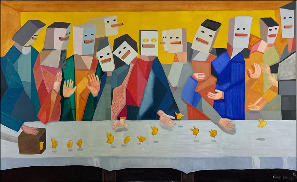 Cesc Abad, The last supper -after Leonardo- Oil on canvas, 157 x 255 cm, 2024, TenClub Collection, Amsterdam-1000px