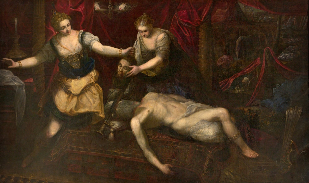 Judit y Holofernes, Domenico Tintoretto. Siglo XVI. Óleo sobre tela. Alto 198 cm; Ancho 325 cm - copia