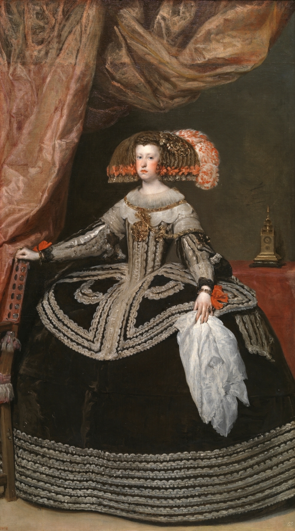 La reina Mariana de Austria, Diego Velazquez. 1652 – 1653. Oleo sobre tela. Alto 234,2 cm, Ancho 132 cm - copia