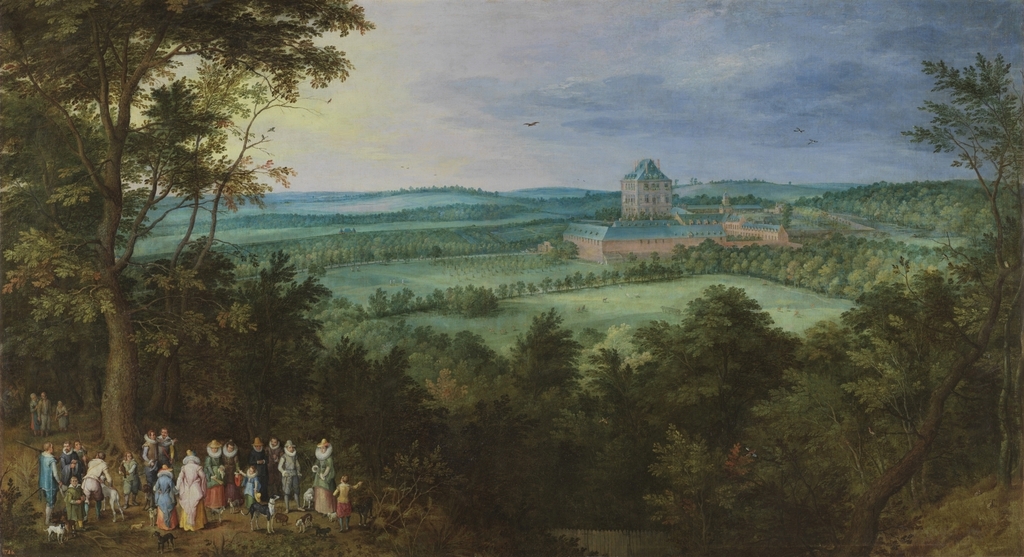 Los archiduques de caza, Jan Brueghel el Viejo. Hacia 1611. Óleo sobre tela. Alto 135 cm; Ancho 246 cm - copia