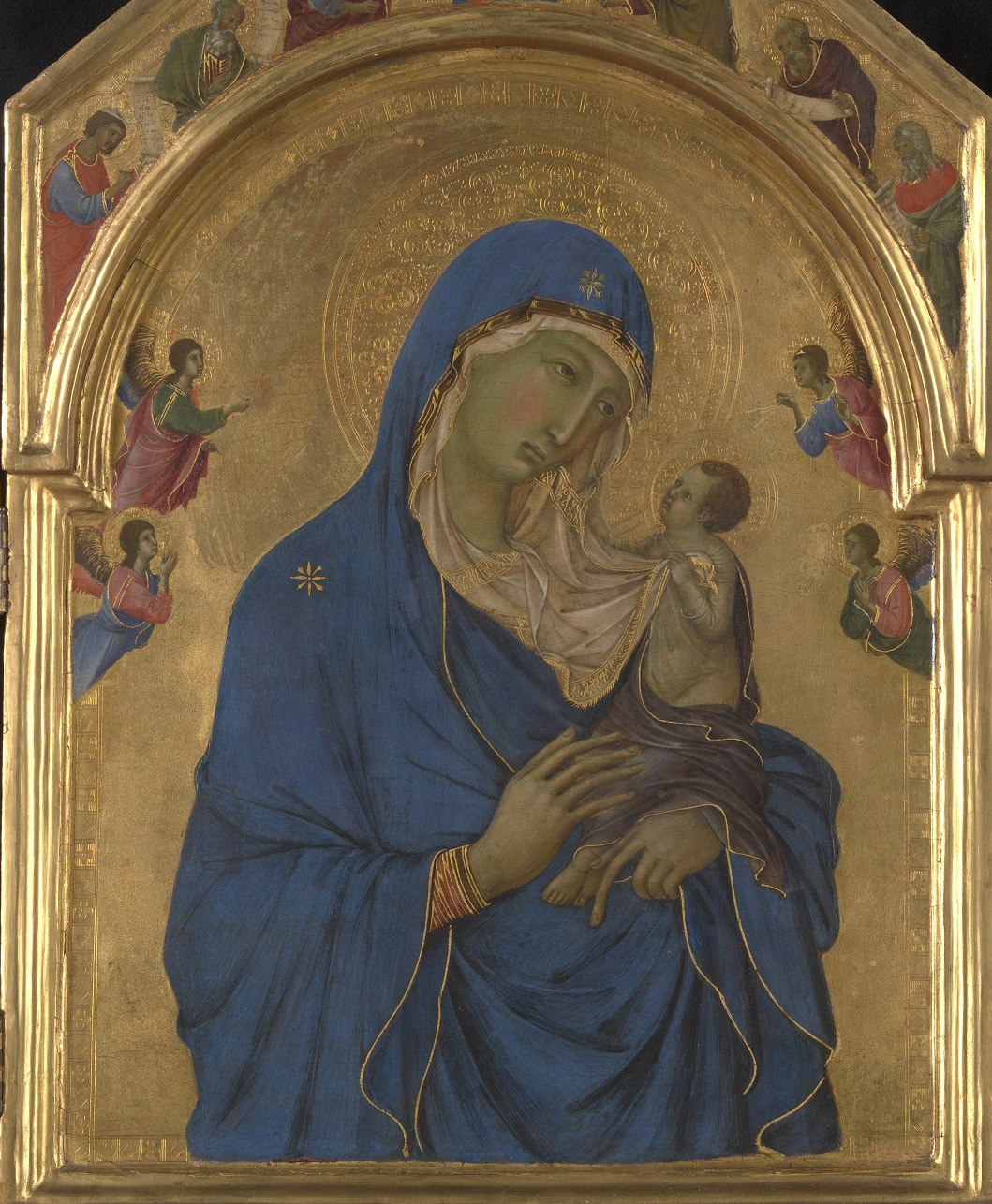 Duccio di Buoninsegna -The Virgin and Child with Saints Dominic and Aurea_ DETAIL